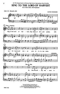 David Peninger: Sing To The Lord Of Harvest: (Arr. David Peninger): Gemischter Chor mit Klavier/Orgel
