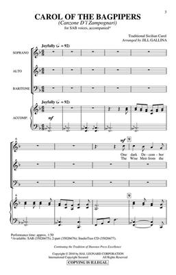 Carol of the Bagpipers: (Arr. Jill Gallina): Gemischter Chor mit Begleitung