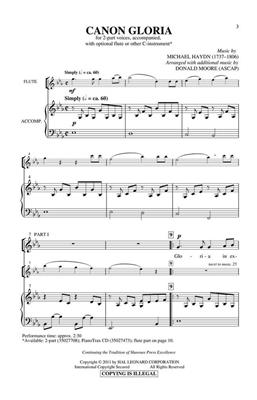 Johann Michael Haydn: Canon Gloria: (Arr. Donald Moore): Frauenchor mit Begleitung
