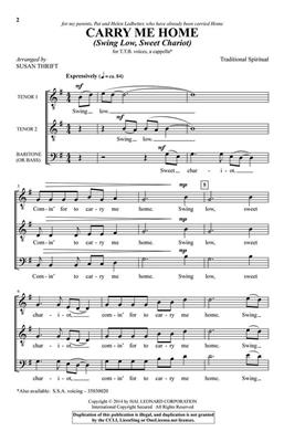 Traditional: Carry Me Home: (Arr. Susan Thrift): Männerchor A cappella