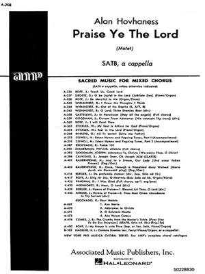 Alan Hovhaness: Praise Ye The Lord Motet A Cappella: Gemischter Chor mit Begleitung