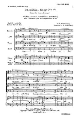 Dmitry Stepanovych Bortniansky: Cherubim Song No7: (Arr. Pyotr Ilyich Tchaikovsky): Gemischter Chor mit Klavier/Orgel