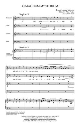 Tomás Luis de Victoria: O Magnum Mysterium: (Arr. Alice Parker): Gemischter Chor A cappella