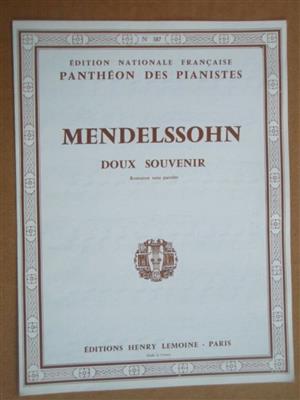 Felix Mendelssohn Bartholdy: Romance sans paroles n°1 : Doux Souvenir: Klavier Solo
