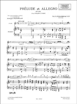 Louis-Nicolas Clérambault: Prélude et Allegro G: Violine mit Begleitung