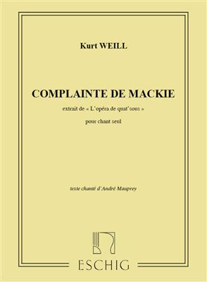 Kurt Weill: Opera.N 1 Mackie Ch Seul: Gesang mit Klavier