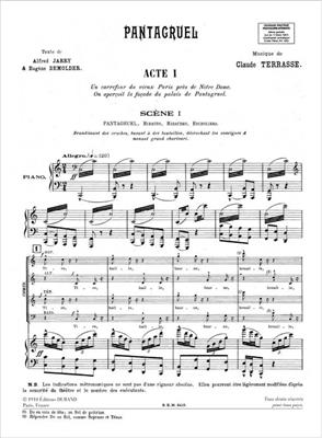 Claude Terrasse: Pantagruel Chant-Piano: Gesang mit Klavier