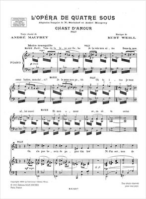 Kurt Weill: Opera.N 7 D'Amour Cht-Piano: Gesang mit Klavier