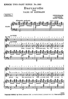 Jacques Offenbach: Barcarolle: Frauenchor mit Klavier/Orgel