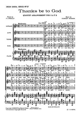Stanley Dickson: Thanks Be To God: Gemischter Chor mit Klavier/Orgel