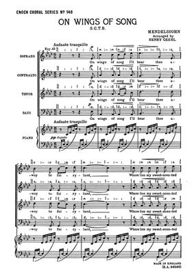 Felix Mendelssohn Bartholdy: On Wings Of Song: Gemischter Chor mit Klavier/Orgel