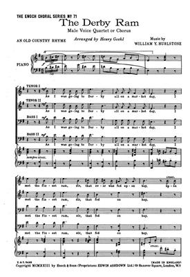 William Hurlstone: The Derby Ram: Gemischter Chor mit Klavier/Orgel