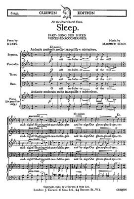 John Keats: Sleep: Gemischter Chor mit Begleitung