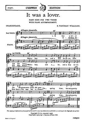 Ralph Vaughan Williams: It Was A Lover: Frauenchor mit Klavier/Orgel