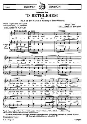 O Bethlehem: (Arr. Elizabeth Poston): Klavier Solo