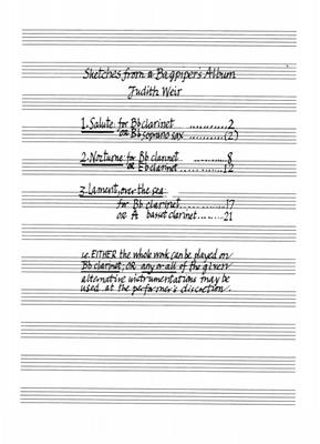 Judith Weir: Sketches From A Bagpipers Album: Saxophon