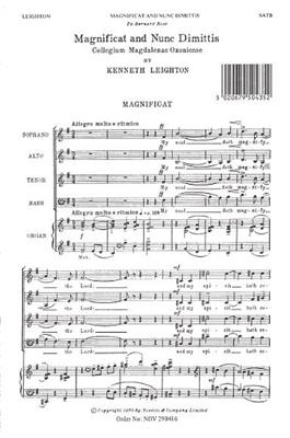 Kenneth Leighton: Magnificat And Nunc Dimittis (Magdalen Service): Gemischter Chor mit Klavier/Orgel
