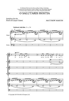 Matthew Martin: O salutaris hostia: Gemischter Chor mit Klavier/Orgel