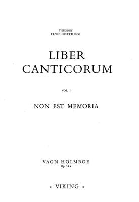 Vagn Holmboe: Non Est Memoria Op.54a: Gemischter Chor A cappella