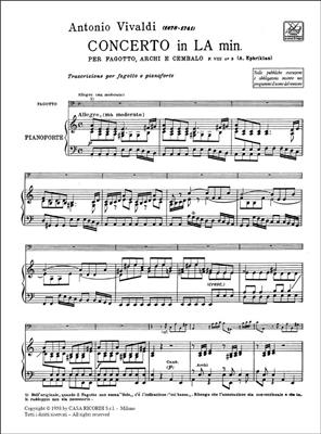 Antonio Vivaldi: Concerto per Fagotto, Archi e BC in La min Rv 498: Fagott mit Begleitung