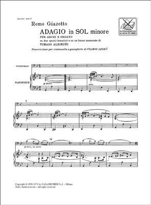 Tomaso Albinoni: Adagio In Sol Min. Per Archi E Organo: Cello mit Begleitung