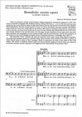 Henry Purcell: Benedicite Omnia Opera: Gemischter Chor mit Begleitung