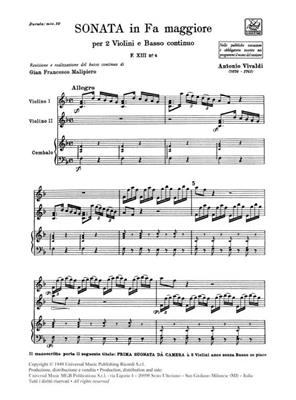 Antonio Vivaldi: Sonata Per 2 Violini e BC in Fa Rv 70: Violin Duett