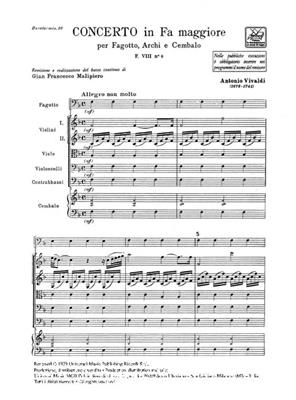 Antonio Vivaldi: Concerto per Fagotto, Archi e BC in Fa Rv 485: Fagott mit Begleitung