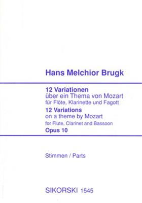 Hans Melchior Brugk: 12 Variationen über ein Thema von Mozart: Holzbläserensemble