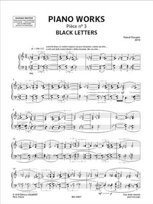 P. Dusapin: Piano works - Pièce n° 3 - Black letters: Klavier Solo