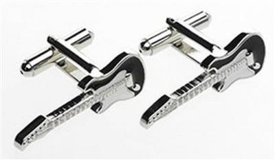 Cufflinks Guitar - Black/White/Silver