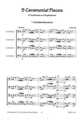 Johan Nijs: 5 Ceremonial Pieces for Trombone Quartet: Posaune Ensemble