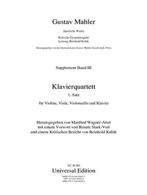 Gustav Mahler: Klavierquartett 1. Satz Supplement Bd.3: Klavierquartett