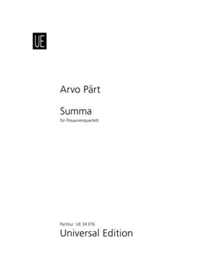 Arvo Pärt: Summa: Posaune Ensemble