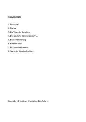Leopold van der Pals: Eight songs after poems by J. P. Jacobsen, Op. 65: Gesang mit Klavier